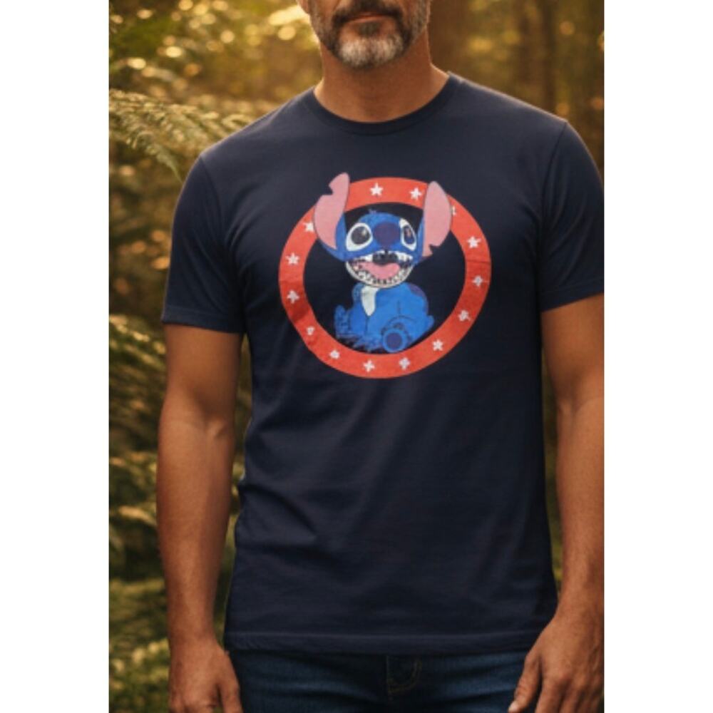 DISNEY stitch Graphic T-shirt mens 3XL navy blue sleeve tee lilo and stitch fan